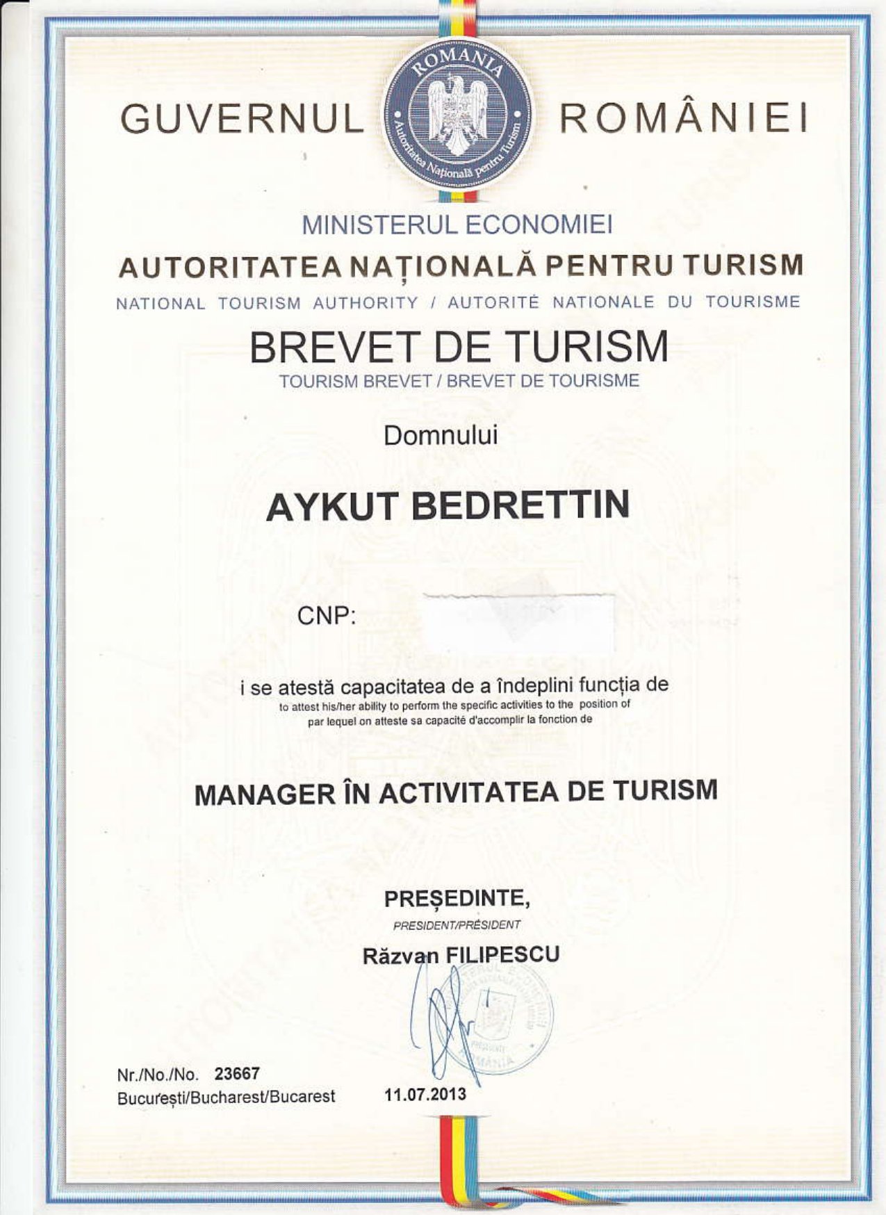 Brevet Turism